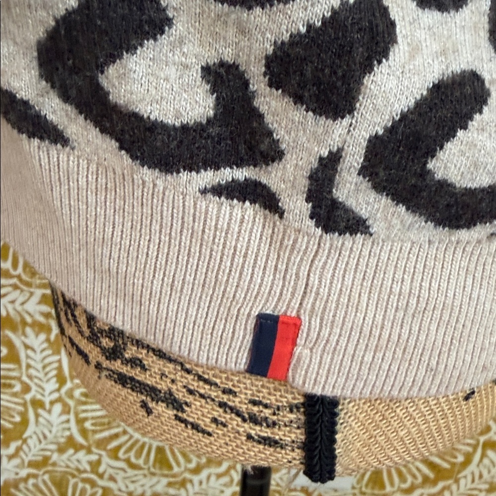 KULE The Stevens Leopard Print Wool-Cashmere Blend Crewneck Sweater Sz S - Picture 6 of 9
